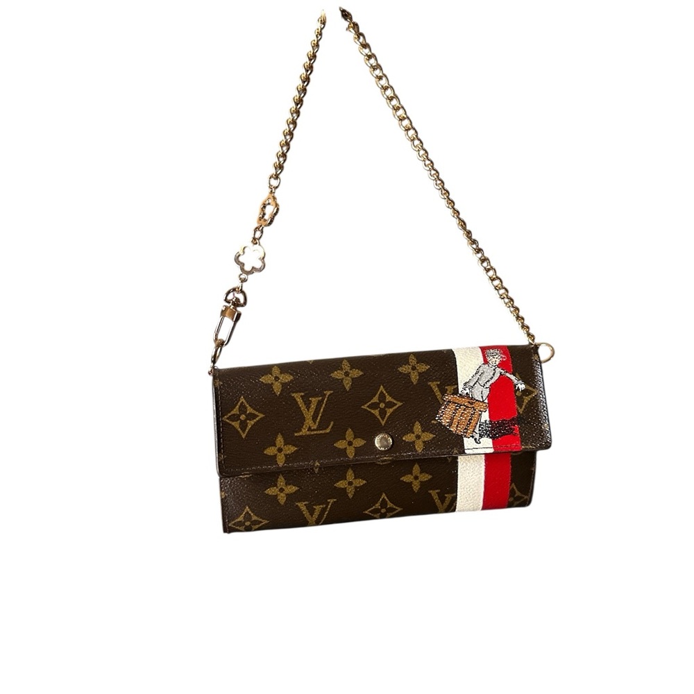 Louis Vuitton Brown Monogram Special Edition Wallet w/Red & White Accents